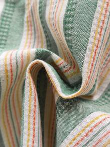 SHEIN Vintaside Kids Baby Boy Spring Summer Casual Outfit: Striped Short Sleeve Polo Shirt And Fashion Washed Denim Shorts Set, Suitable For Home, Resort, Gathering With Friends