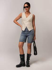 SHEIN Forever 21 Women's Casual Solid Color Spaghetti Strap Tank Top For Summer,Rave Top - Apricot - View 4