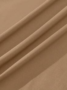 Funny & Humorous " What" Print Round Neck Short Sleeve Women Plus Size T-Shirt - Mocha Brown - View 4