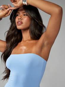 MISSGUIDED Vestido mini con forma de bandeau sin tirantes, ajustado, para fiesta, club, noche, verano, vestido ajustado para eventos especiales y ocasiones de noche - Azul - Ver 3