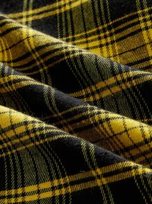 AXEPEAK Men's Plaid Contrast Color Simple Fashion Shirt, Streetwear Fashion - Yellow - View 5