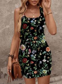 SHEIN LUNE Casual Floral Mini Dress, Suitable For Summer - Multicolor - View 1