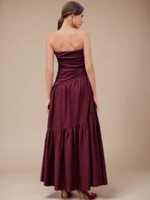 Anewsta Women's Elegant Modern Party/Date Night Ruched Bustier Hem Long Dress, Festival Going Out Vacation Outfits, Spring/Summer