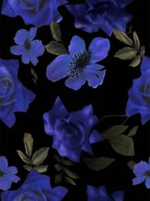 SHEIN EZwear Women's Floral Print Halter Neck Fitted Cami Top For Vacation - Blue - View 5