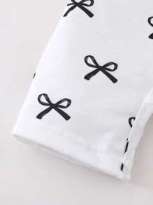 SHEIN Baby Girl/Infant/Toddler (0-3Y) Fashionable Streetwear Sporty Versatile Knit Leopard Print Romper, Suitable For Both Casual Wear And Outdoor - White - View 5