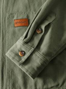 Manfinity BRENVOR Men's Slim Fit Contrast Color Patchwork Long Sleeve Casual Shacket, Suitable For Autumn/Winter