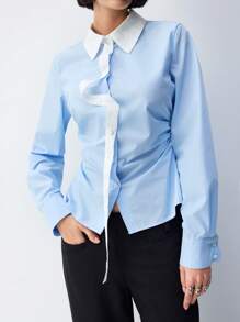 LYSMO 解构拼接衬衫，前卫时尚，通勤装