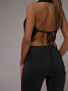 MUSERA 这款性感深V露背系带上衣，适合伊比沙岛音乐节、假日外出，秋冬春夏皆宜，优雅迷人。 - 黑色 - 查看 3