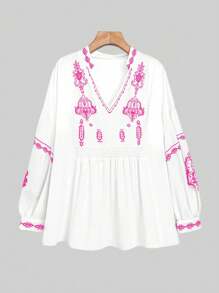 SHEIN LUNE Camicia in tessuto lavorato a maglia casual, oversize, da donna, per l'inverno