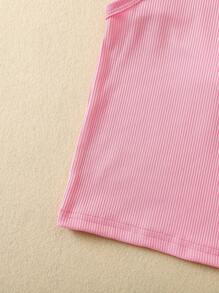 SHEIN 3pcs Young Girl Simple Fashion Versatile Round Neck Casual Tank Tops, Summer,Holiday,Summer,Travel, School, Campus, College - Multicolor - View 6