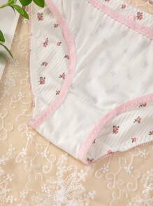 Girls Teen Sweet Floral Print Camisole Top & Panty 2pcs Underwear Set