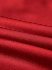 SOLERSUN Women's Fashionable Solid Color Elegant Mock Neck Stylish And Sophisticated Batwing Sleeve Satin Asymmetrical Hem Blouse & Straight-Leg Elegant Long Pants Sets Fall Cloth For Women - Red - View 8