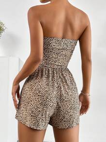 SHEIN Tall CURVE Plus Size Casual Leopard Print Bandeau Jumpsuit