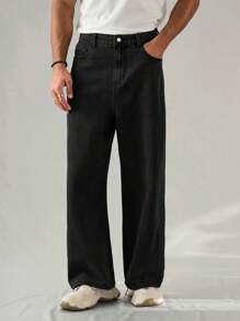 Manfinity EZcore 男士浅灰色宽松牛仔裤 黑色宽松牛仔裤 男士，垃圾摇滚