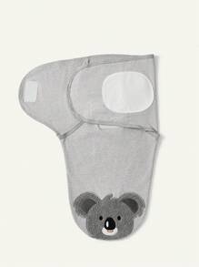 Cozy Pixies 1pc Soft & Skin-Friendly Gray Koala Embroidered Single Layer Baby Swaddle - Light Grey - View 7