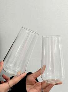 450/550ml Ins Style Transparent Glass Cup With High-Temperature Resistance, Suitable For Iced Coffee/ Juice/ Cold Drink, 1 Piece - Multicolor - View 3