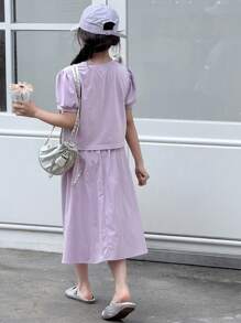 DAZY 2pcs/Set Tween Girl Casual Fall Outfit - Purple - View 6