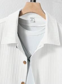 Conjunto de 2 piezas para adolescente: Camisa de manga corta y pantalón corto de unicolor informal, para verano, vacaciones y viajes