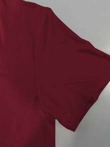 INAWLY T-shirt ample à manches courtes col rond pour femmes avec impression de lettres anglaises - Rouge foncé - Voir 5