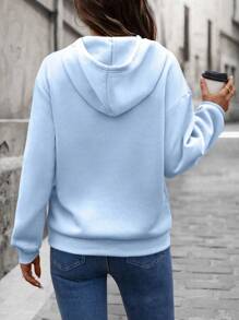 SHEIN LUNE sweat-shirt à capuche décontracté et ample pour femmes avec impression graphique de lettres 3D
