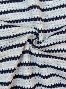 SHEIN Casual Striped Sleeveless Nursing Dress With Scoop Neck And Button Details - Black and White - View 5