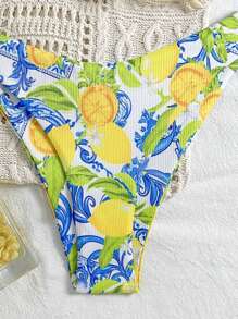 Swim Mod Women's Summer Beach Fruit Print Twist Sexy Bikini Set - Multicolor - View 3