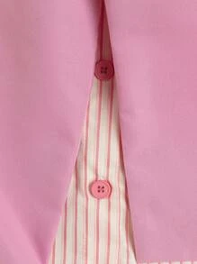 Flirla 大码女式拼色条纹夏季短袖衬衫