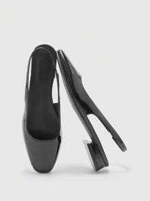 CUCCOO BIZCHIC 女士时尚黑色简约大方低跟方头玛丽珍平底鞋，适合通勤、约会、聚会、购物、度假