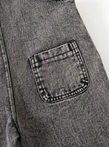 SHEIN Ung flicka sommar casual blommigt tryck jeansoveraller med fickor