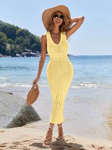 Breezaya 女士无袖纯色针织休闲度假连衣裙