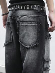 Manfinity EMRG Men's Fashion Denim Black Jeans With Pockets, Suitable For Summer - Black - View 6