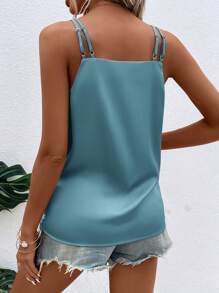 SHEIN Clasi 女士夏季休闲纯色裹身吊带背心 - 青碧色 - 查看 2