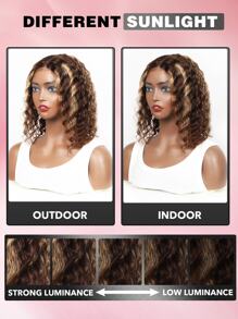 Highlight Bob Human Hair 6*4 Glueless Lace Wigs Short Deep Curly Wigs For Women 4/27  Honey Blonde 150% Density Wigs Human Hair - S4/27 - View 6