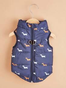 1pc Dog Print Pet Jacket - Soft, Stylish & Waterproof For Outdoor Adventures | Machine Washable - Royal Blue - View 6