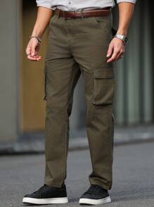 Manfinity Homme Quần Jeans Ống Thẳng Rộng Túi Hộp Cho Nam - xanh quân đội - Xem 1