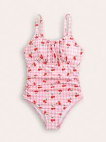 New Fashion Tween Girl All-Over Print One-Piece Swimsuit - Multicolor - View 1