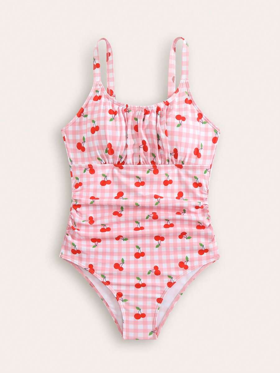 New Fashion Tween Girl All-Over Print One-Piece Swimsuit - Multicolor - View 1