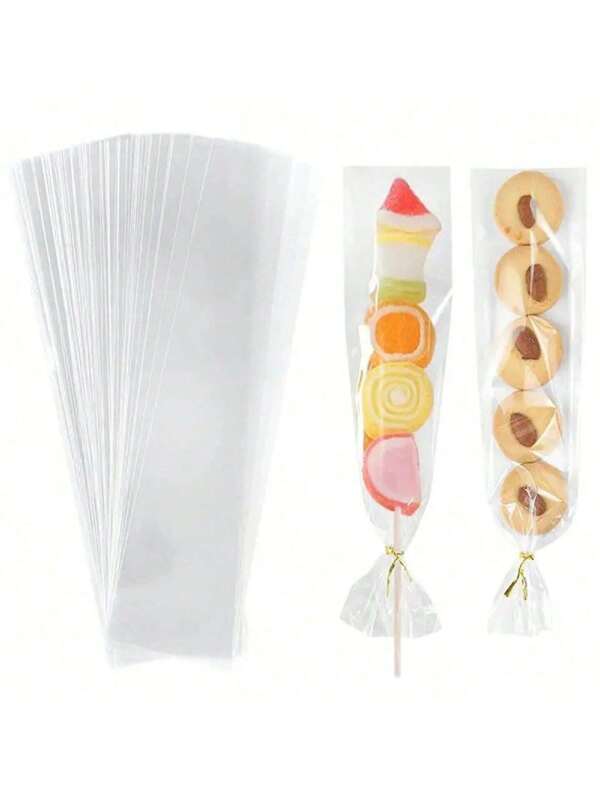SHEIN 100 Pieces, Transparent Plastic And Glass Paper Gift Bags, Candy Bags, Biscuit Bags, Transparent Gift Bags, Glass Paper Snack Bags, Jewelry And Party Packaging Bags