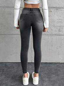 EURMUSE Jeans slim gris en coton à 98% pour femmes - Gris - Voir 2