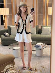 Chiquease Cárdigan ligero con ribete degradado