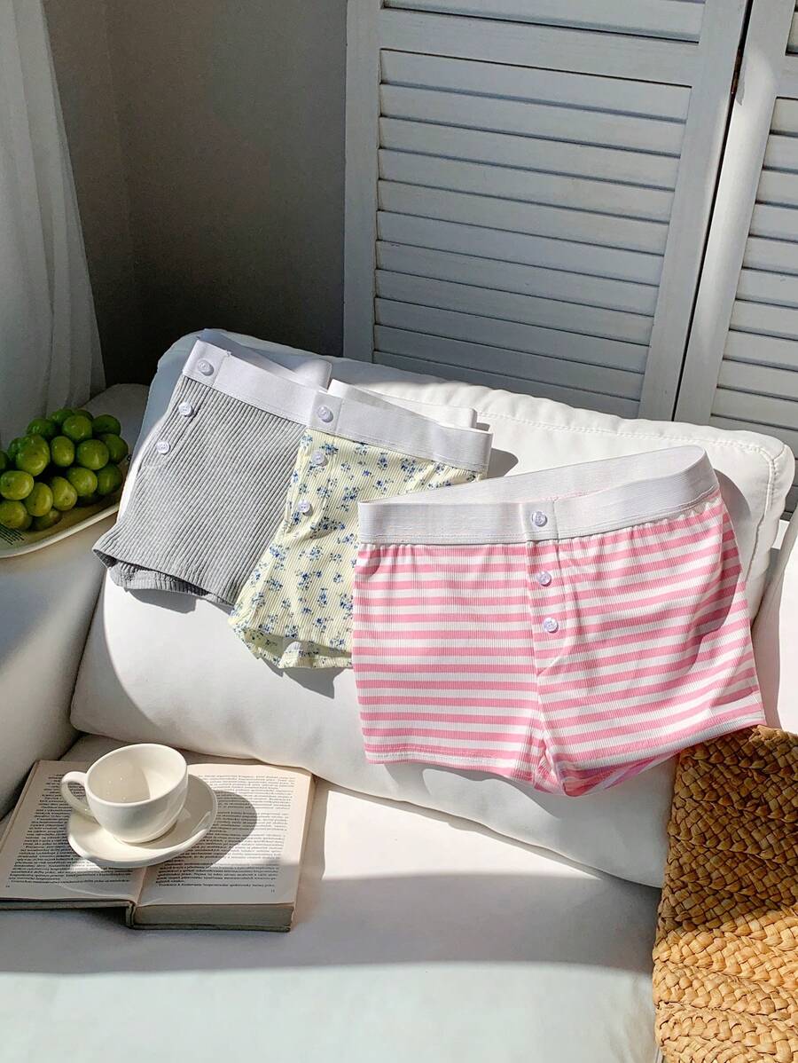 Comfortcana Quần short nữ cạp chun thiết kế nút đơn giản đa năng - Nhiều màu - Xem 1