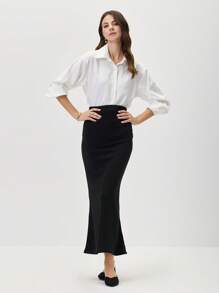 Miaspire 女士优雅合身半身裙 - 时尚而优雅 - 黑色 - 查看 1