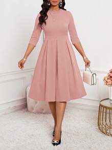 SHEIN Lady Váy dự tiệc công sở thanh lịch mùa xuân, mùa hè, mùa thu và mùa đông cho nữ năm mới - Bụi hồng - Xem 5