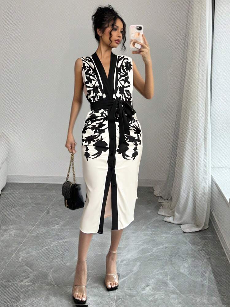 Women's Simple Fashionable Sleeveless Dress, Suitable For Summer