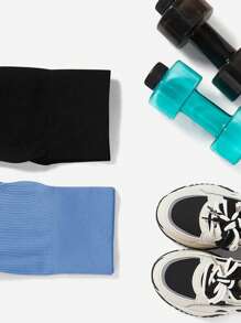 Easithlete 2 条装女式罗纹无缝紧身裤 - 高腰收腹提臀瑜伽裤，适合健身、运动、跑步、骑行、瑜伽、泡菜球运动、休闲，黑色和灰色 - 彩色 - 查看 5