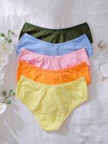 Set de 5 piezas/paquete de ropa interior minimalista y cómoda para niñas y adolescentes - Multicolor - Ver 2