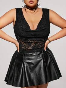 SHEIN ICON Top de tirantes transparente con cuello de piocha y sin mangas para tallas grandes - Negro - Ver 1