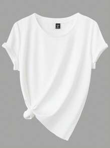 Calvaya Plus Size Women's Solid Color Loose Round Neck Short Sleeve Casual T-Shirt - Multicolor - View 6