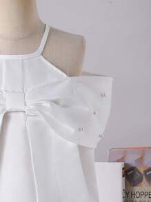 Tween Mädchen Riemchen Perlen Perlen weiß elegante Party tragen Luxus Prinzessin Kleid - Weiss - Übersicht 3
