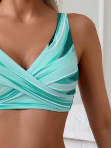 Swim Lushoire Women's Colorblock Criss-Cross Sexy Bikini Set, Summer Beach Swimsuit - Multicolor - View 5